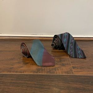 MISSONI Men's Tie 100% Silk Made in Italy Geometric Colorful All Over lot of 2